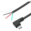 4 x stačiakampis Usb C į 4 kontaktų atvirą laidą 11 colių 90 laipsnių Usb Type C kištukas 4 kontaktų pigtail maitinimo ir duomenų kabelis 22awg 5v/3a, skirtas Usb Type C įrenginio Diy kabeliui
