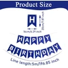 5 m ilgio "happy Birthday" vėliavėlių girlianda vaikų gimtadienio vakarėliui, sienų ir durų dekoracija vyrams, berniukams, moterims ir mergaitėms, tamsiai mėlyna