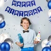 5 m ilgio "happy Birthday" vėliavėlių girlianda vaikų gimtadienio vakarėliui, sienų ir durų dekoracija vyrams, berniukams, moterims ir mergaitėms, tamsiai mėlyna