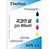 50 lapų fotopopierius din a4 230 g/m² blizgus, greitai džiūstantis, atsparus vandeniui, ryškiai baltas, labai didelis spalvų ryškumas, skirtas rašaliniams spausdintuvams