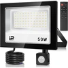 50w Led prožektorius su judesio davikliu lauke, 5000lm 7000k itin ryškus prožektorius, Ip67 vandeniui atsparus priekinis žibintas su nuotoliniu valdymu, šaltai baltas lauko prožektorius sodui, garažui, sporto aikštelei, kiemui