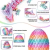 6 miniatiūrinių 3d spausdintų drakono kiaušinių rinkinys su drakonu - 5 colių krištolinio drakono žaislinis kiaušinis mažo dydžio, paslaptingas drakono kiaušinio žaislas, staigmena velykiniai drakono kiaušiniai namų dekorui (a)
