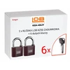 6 Raktų. 2 x Lob Kz50 stumdoma spyna + 6 dideli raktai, sistema