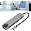 6 viename usb-c šakotuvas į 4k 30hz usb-c daugiafunkcinę doką 4k hd multimedijos sąsaja su 100 gb ethernet pd įkrovimo prievadais 2 usb 3.0 usb-c šakotuvai