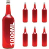 6 x 1000 ml stiklinis butelis 1 litras l tiesiakakliai buteliai sulčių buteliai tušti su užsukamu dangteliu 100 cl likerio / šnapso / acto / aliejaus buteliai slkfactory