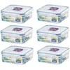 6 x Lock & Lock 870ml kvadratinis maisto konteineris Hpl823