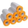 8 ritinėliai maskavimo plėvelės su lipnia juosta, 110 cm x 20 m, skaidri maskavimo plėvelė su auksine juosta, uv atspari maskavimo juosta apsaugai nuo dulkių, lipni dažytojo plėvelė vidaus ir lauko darbams