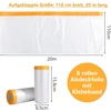 8 ritinėliai maskavimo plėvelės su lipnia juosta, 110 cm x 20 m, skaidri maskavimo plėvelė su auksine juosta, uv atspari maskavimo juosta apsaugai nuo dulkių, lipni dažytojo plėvelė vidaus ir lauko darbams