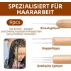 9 dalių vąšelių rinkinys dredams, 0,5/0,75/1 mm vąšeliai dredams, nėrimo vąšelių rinkinys su bambukinėmis rankenomis, idealiai tinka dredams, kasoms, perukams ir kt., vąšelis plaukams (vienas, dvigubas)