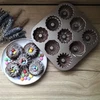 9 mini Bundt formelės, aliuminio, aukso spalvos