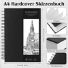 A4 formato eskizų knyga, piešimo bloknotas, eskizų popierius piešimui, spalvinimo bloknotas, 200 g/m² storio popierius, spiralinis įrišimas menininkams, vaikams, studentams (60 lapų/120 puslapių)
