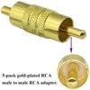 Aaotokk Rca kištukas paauksuotas Rca lizdas į Rca kištuko adapterio ilgiklį Av/tv garso ir vaizdo kabelio metalinė jungtis (5 komplektai)
