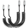 Acecene usb c į lightning spiralinis kabelis [2 vnt.], mfi sertifikuotas carplay kabelis iphone įkrovimo kabelis trumpas, 2.4a usb c į lightning kabelis, skirtas iphone 14 13 12 11 pro max x xs xr 8 7 6 plus se - juodas