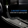 Acecene usb c į lightning spiralinis kabelis [2 vnt.], mfi sertifikuotas carplay kabelis iphone įkrovimo kabelis trumpas, 2.4a usb c į lightning kabelis, skirtas iphone 14 13 12 11 pro max x xs xr 8 7 6 plus se - juodas