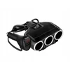 Adapteris zapalniczki samochodowej 3 gniazda + Usb su woltomierzem 12/24v
