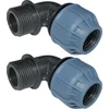 Aerzetix - C51166 – 2 vnt. rinkinys – kampinė jungtis, išorinis sriegis, suspaudimas 10 bar 90° 1 colis x 25 mm – jungtis/jungtis, suspaudimo jungtis, polipropilenas