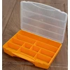 Aerzetix - C70185 - Dėžutė varžtams 24 x 17.5 x 4 cm su 10 skyrių - plastikinė - oranžinės ir skaidrios spalvos - sandarikliai, o-žiedai, varžtai, sraigtai, veržlės, poveržlės