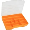 Aerzetix - C70185 - Dėžutė varžtams 24 x 17.5 x 4 cm su 10 skyrių - plastikinė - oranžinės ir skaidrios spalvos - sandarikliai, o-žiedai, varžtai, sraigtai, veržlės, poveržlės
