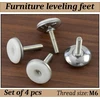 Fotelis Aerzetix - C74754 - 4 baldų atramų kojelių rinkinys prisukamas M6 Ø28 mm reguliuojamas - aukštis 37 mm - metalas ir plastikas - sidabrinis - sofoms, stalams