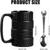 Affek Design 500 ml puodelis padangos formos, keramikinis puodelis padangos formos su šaukšteliu, didelis 3d automobilio puodelis su rankena, keramikinis puodelis padangos formos kavai, arbatai, gėrimams, kavos puodeliai biuro ir automobilių mėgėjams, juokinga dovana