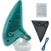 Afunta keraminė ocarina, 12 skylių, alt C muzikos instrumentas su dirželiu, dovanų dėžute, rankos formos stovu, juodu apsauginiu dėklu