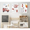 Plakatas Ag.art deco 3 plakatų rinkinys vaikų kambariui | 3 dalys A3 30 x 40 cm | gaisrinė mašina, ugniagesys | paveikslėlių rinkinys mergaitėms ir berniukams | be rėmo