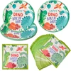 Aibaobao dinozaurų gimtadienio vakarėlio rinkinys - 20 dinozaurų servetėlių ir 10 dino popierinių lėkščių, džiunglių gimtadienio stalo įrankių rinkinys berniukams vaikams, vakarėlio dekoracija su dino lėkštėmis, juokinga dovana