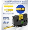 Aken 3 x Suderinama su Brother P-touch juostelėmis Hse-631 Hs-631 Hse etiketės juosta 11.7 mm x 1.5 m juoda ant geltonos karščiu susitraukiančio vamzdelio, skirta P-touch Pt-e110 E300/vp E550w/wvp P750wvp E800w P900w/nw Pt-7600