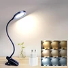 Lova Akynite 36 led įkraunama skaitymo lempa su baterija, usb adapteris įtrauktas, 3 spalvų keitimas ir 3 ryškumo lygiai, lovos lempa su spaustuku be kabelio miegamajam, stalo lempa, juoda