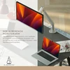 Alberenz® vieno monitoriaus laikiklis su dujine spyruokle, reguliuojamas monitoriaus laikiklis 17–40 colių monitoriams, ergonomiškas dizainas, reguliuojamas aukštis ir pakreipimas, sidabrinis