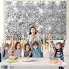 Alegre gimtadienio fotokabinos sienelės dekoracija, blizgus boho fonas, sidabrinis, fotokabinos sienelė, gimtadienio vakarėlio dekoracija, gimtadienio baneriai vestuvėms, karnavalui, diskotekos vakarėliui, rekvizitai nuotraukoms (180 x