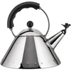 Alessi 9093 B virdulys, nerūdijantis plienas, su rankena ir paukščio formos švilpuku, poliamidas, juodas