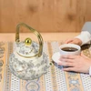 Virdulys Alipis vintažinis emaliuotas arbatinukas 2l keraminis emaliuotas arbatinukas gėlėms, kavos puodas porcelianinis arbatinukas viryklei indukcinei kaitlentei be švilpuko
