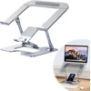 Aliumininis ergonomiškas nešiojamojo kompiuterio stovas, nešiojamojo kompiuterio stovas, reguliuojamo aukščio, tvirtas aliumininis, ventiliuojamas ergonomiškas nešiojamojo kompiuterio stovas su reguliuojamu aukščiu, skirtas stalui, sulankstomas monitoriau