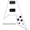 Alnicov 3 sluoksnių įkrautas laidinis gitaros skydelis, suderinamas su Gibson Flying V stiliaus gitara, baltas