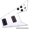 Alnicov 3 sluoksnių įkrautas laidinis gitaros skydelis, suderinamas su Gibson Flying V stiliaus gitara, baltas