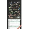 Alpha Edition – Chalkboard Family Planner 2025 šeimos kalendorius, 22 x 45 cm, kalendorius su 5 stulpeliais, 100 metų kalendorius, iliustracijos Eva Czapla ir švenčių datos De/at/ch