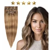 Alterna Besiūlės natūralios plaukų sruogos su segtukais 50 cm 120 g #6/18 Toffi Baleyage ruda