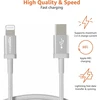 Amazon Basics nailono pintas lightning į usb-c kabelis, mfi sertifikuotas įkrovimo kabelis, skirtas iphone 12/12 pro/12 pro max/11/11 pro/11 pro max/x/xs/xr/xs max/8/8 plus, sidabrinis, 1.8 m