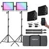 Ambitful 2 Rgb vaizdo apšvietimo rinkiniai, Rgb spalvų Led vaizdo šviesos rinkinys su programėlės valdymu, 2 P35r fotografijos apšvietimo rinkiniai Cri/tlci 97+ su softbox'u, skirti Tiktok Youtube, žaidimams, Zoom
