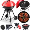 Anglinis Bbq sodo grilis briketams uždaromas su ratukais dangtis lentyna grotelės
