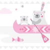 Anna Wand lipni vaikiškų kambarių bordiūras pagamintas Vokietijoje, tapetų bordiūras 450 x 11.5 cm, sienų lipdukas mergaitėms ir berniukams, little indians pink/pilkas