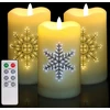 Anstore 3 led žvakės, snaigės, arbatinės žvakutės su nuotolinio valdymo laikmačio funkcija, led arbatinės žvakutės, žvakės be liepsnos su laikmačiu, elektrinės žvakės vestuvėms, kalėdoms, vakarėliams