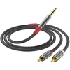 Anyplus rca į jack 3.5 【3m】 fish wire mesh y skirstytuvas išmaniesiems telefonams, planšetiniams kompiuteriams, hdtv, mp3 grotuvams, garsiakalbiams