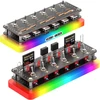Aoduke Cyberpunk 6 prievadų Usb 2.0 šakotuvas, Usb nepriklausomas jungiklio skirstytuvas Usb plėtiklis, Usb disko dėklas / Sd / Tf kortelių saugojimo dėžutė, retro Usb darbalaukio valdiklis, Rgb Led doko stotis 06r-a