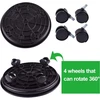 Aofox 3 vnt. 30 cm plastikinių padėklų vežimėlių rinkinys, skirtas augalams, apvalus gėlių vazono stovas, aukštos kokybės augalų vazono padėklas su ratukais (juodas)