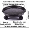Aofox 3 vnt. 30 cm plastikinių padėklų vežimėlių rinkinys, skirtas augalams, apvalus gėlių vazono stovas, aukštos kokybės augalų vazono padėklas su ratukais (juodas)