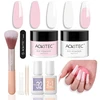 Aokitec dipping powder nagų rinkinys - rožinė ir balta dip pudra su 2-in-1 dip pagrindu ir viršutiniu aktyvatoriumi, nagų dizaino priedai "pasidaryk pats" nagų dailei, lengva nešiotis ir naudoti, šventinė nagų rinkinių serija