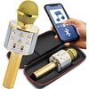 Appio Belaidis karaoke mikrofonas su radijo garsiakalbiu Bluetooth auksinis + dėklas
