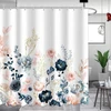Aprophic dušo užuolaida rožinės gėlės 180 x 180 cm akvarelės gėlės lapai moderni vonios užuolaida vandeniui atsparus poliesterio audinys skalbiama vonios užuolaida su 12 kabliukų